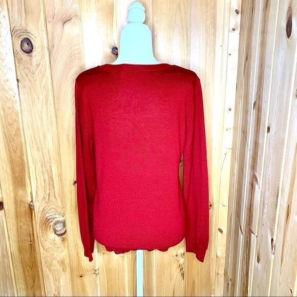 Calvin Klein red wool blend sweater with sequins L - Picture 5 of 8